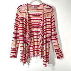 2/$35 Chico’s Tassel Wave Stripe Cardigan Sweater